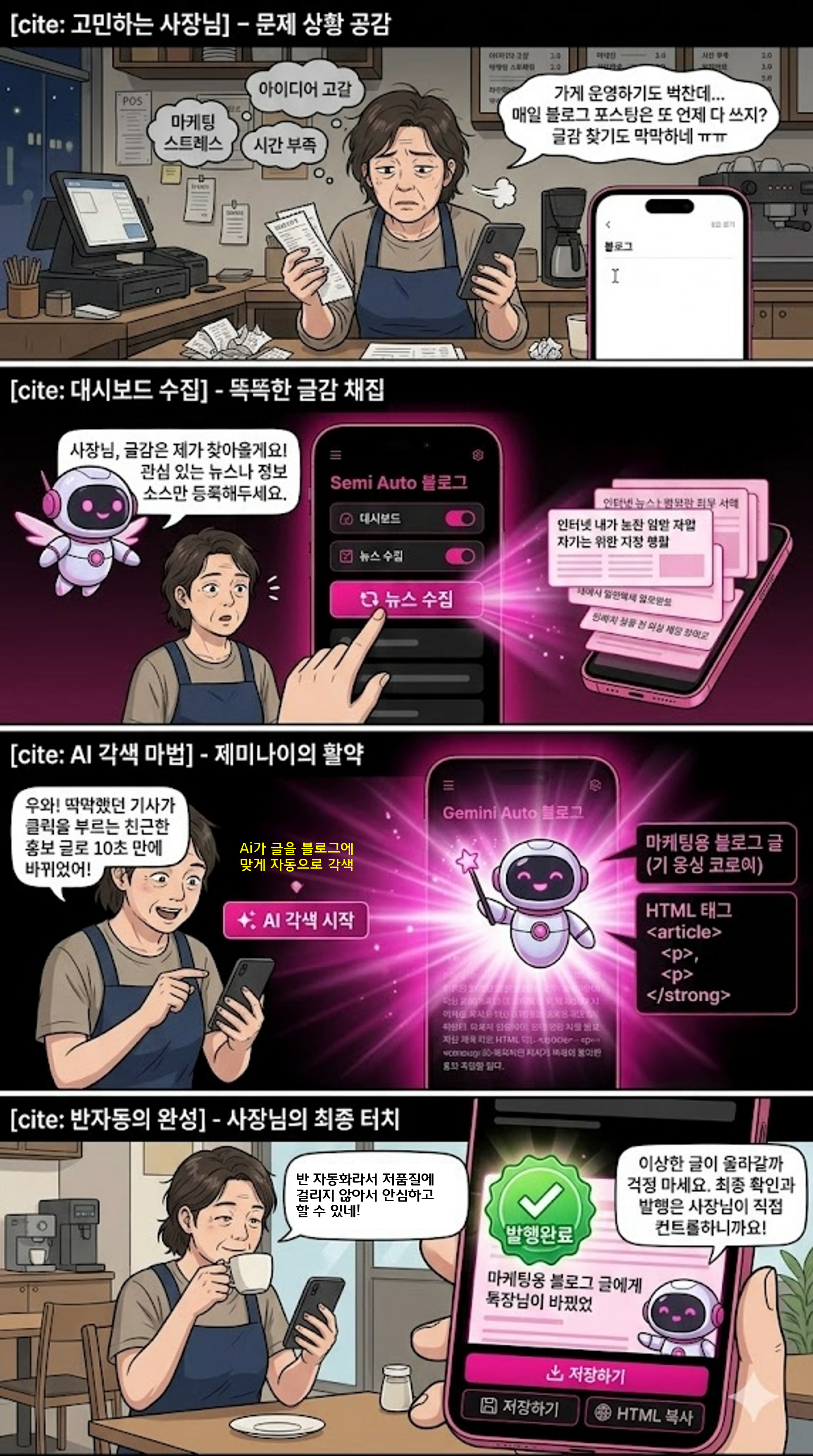 Semi Auto 블로그 브랜드 웹툰